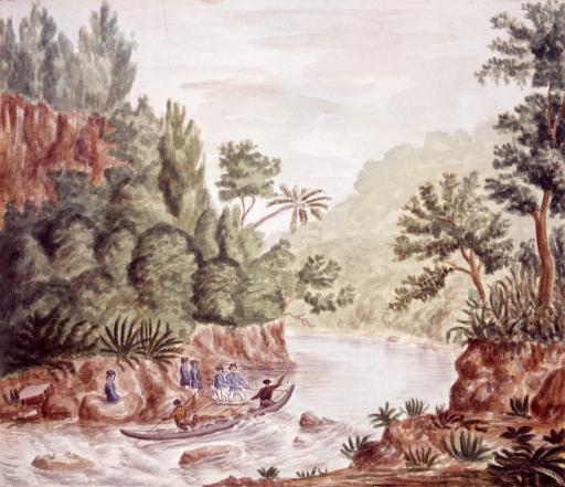 Scene on the Mokau River, 1858