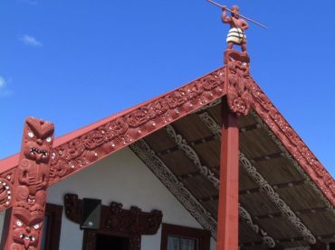 Front of the Raukawa wharenui in Otaki